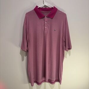 Vineyard Vines Performance Polo Shirt Men's‎ Large Pink White Polyester Spandex
